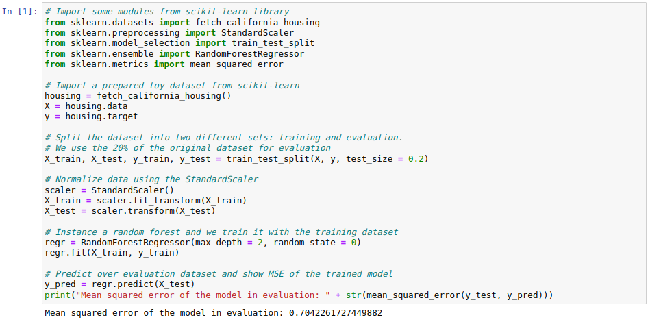 Machine learning example store code