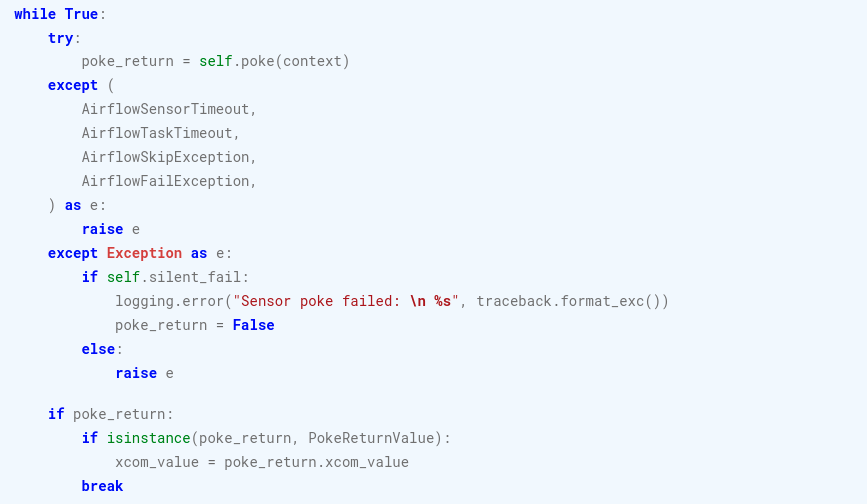 Example of implementing the poke method in Apache Airflow sensors
