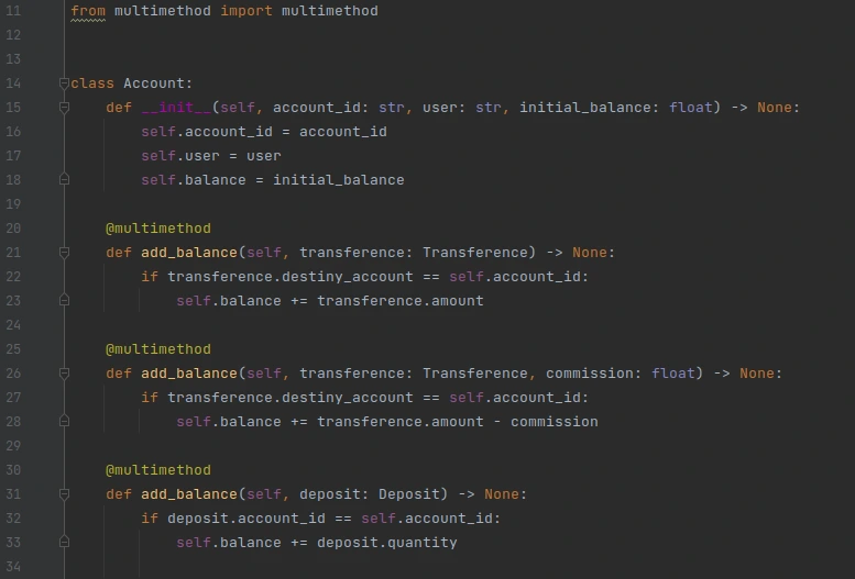 Screenshot of an example of overloading implementation in Python with the multimethod library