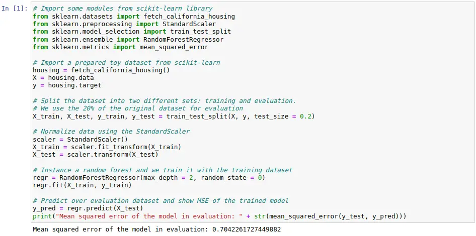 An example code from the Python Scikit-learn library