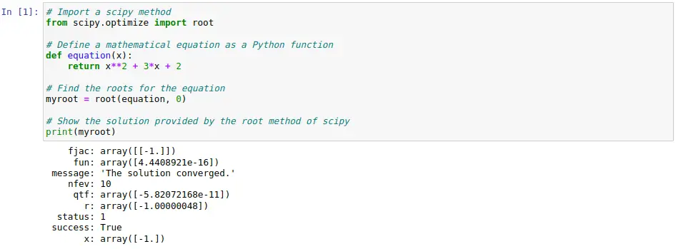 An example code from the Python Scipy library