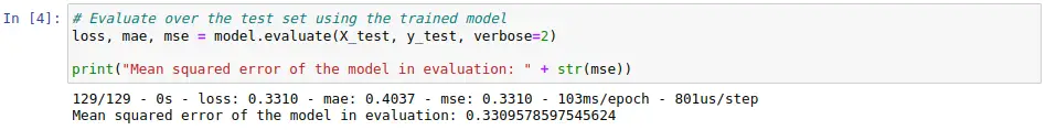 An example code from the Python Tensorflow/Keras library for model evaluation