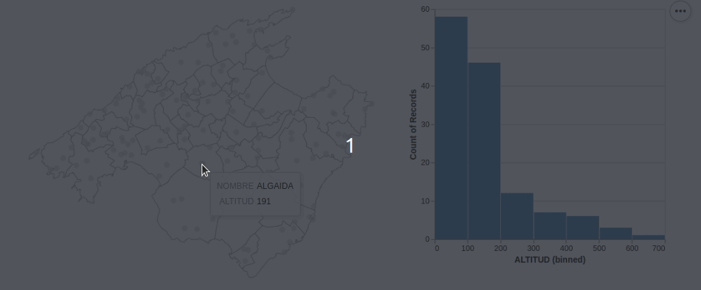 Ejemplo de visualización interactiva de mapa con la librería Altair de Python