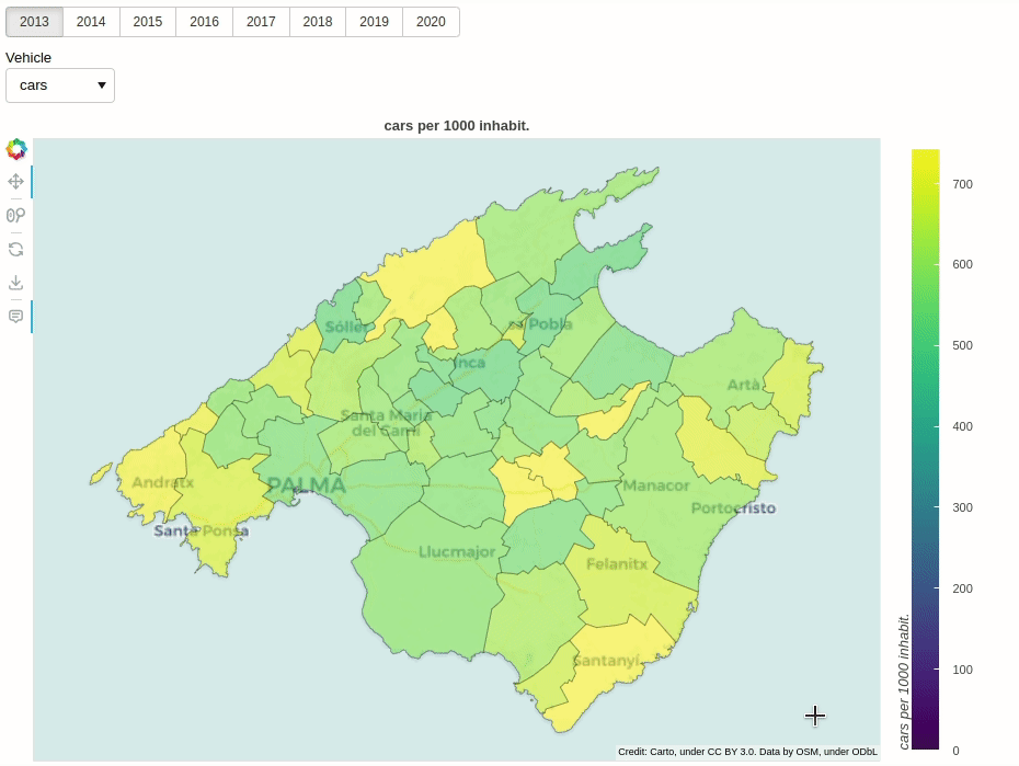 Ejemplo de visualización interactiva de mapa con la librería Bokeh de Python