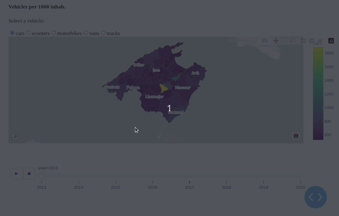 Ejemplo de visualización interactiva de mapa con la librería Plotly integrada con Dash de Python