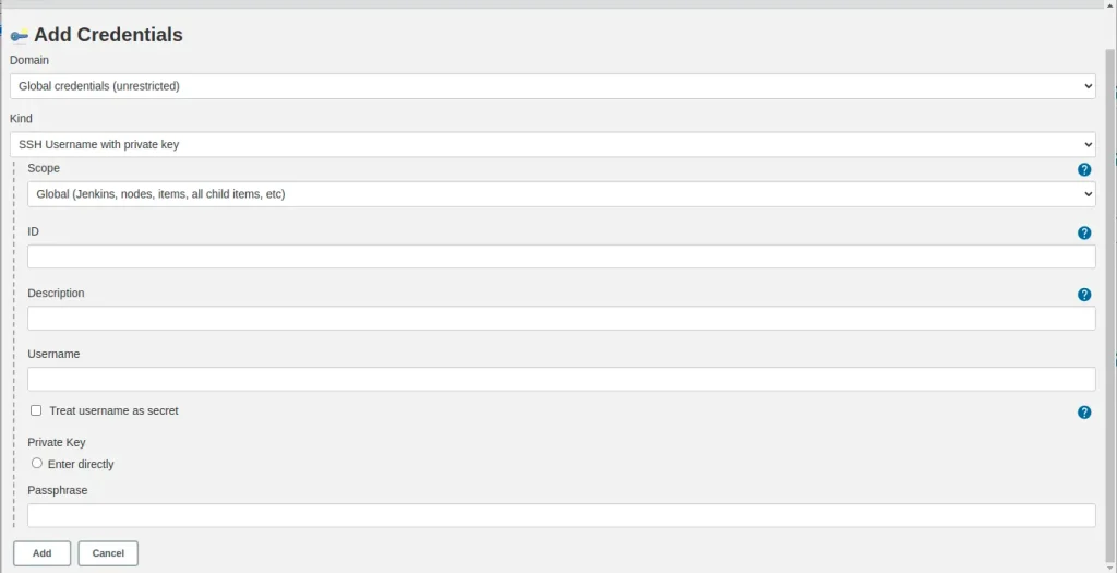 Screenshot for creating the Github and Jenkins CI/CD pipeline job