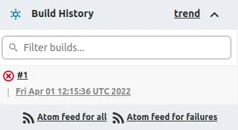 Screenshot showing an example of a failure during the execution of a Jenkins build
