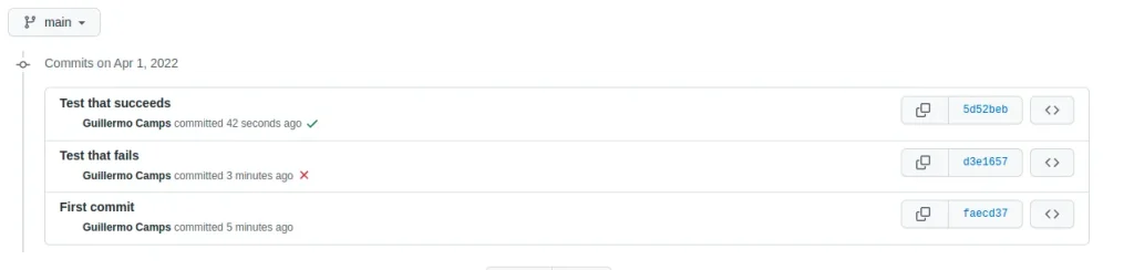 Screenshot showing a successful commit on GitHub for the execution of a Jenkins build