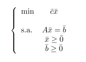 Standard form of a linear programming optimisation problem