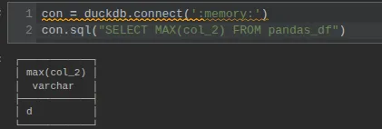 How to create a memory connection object in DuckDB